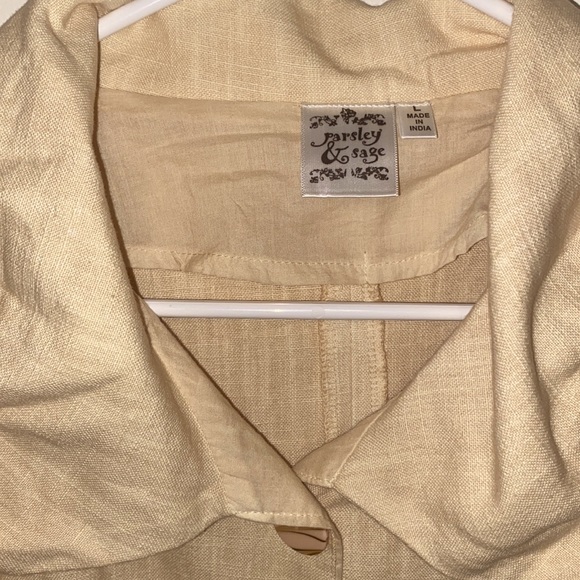 Large Parlsey&Sage Cream Button Down Collar with Draw Strings Utility Jacket - Picture 3 of 6
